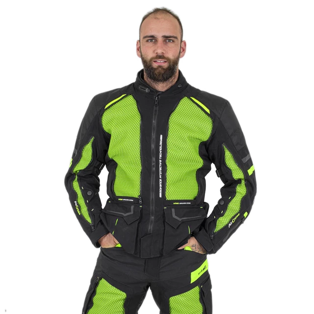 Męska kurtka motocyklowa W-TEC Aircross - Czarno-złoty