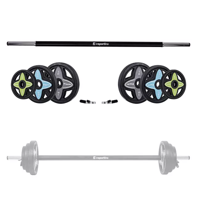 Sztanga fitness inSPORTline Pumpstar 2-20 kg ∙ Winylowe talerze ∙ Gryf 130 cm