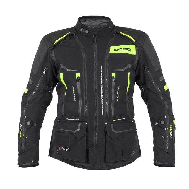 Męska kurtka motocyklowa W-TEC Aircross - Czarno-złoty - Czarny-fluo żółty