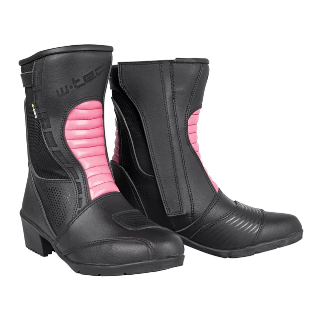 Damskie skórzane buty motocyklowe W-TEC Beckie - Czarno-różowy - Czarno-różowy