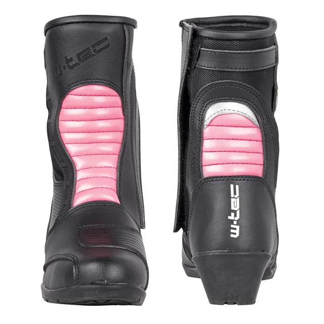 Damskie skórzane buty motocyklowe W-TEC Beckie - Czarno-różowy