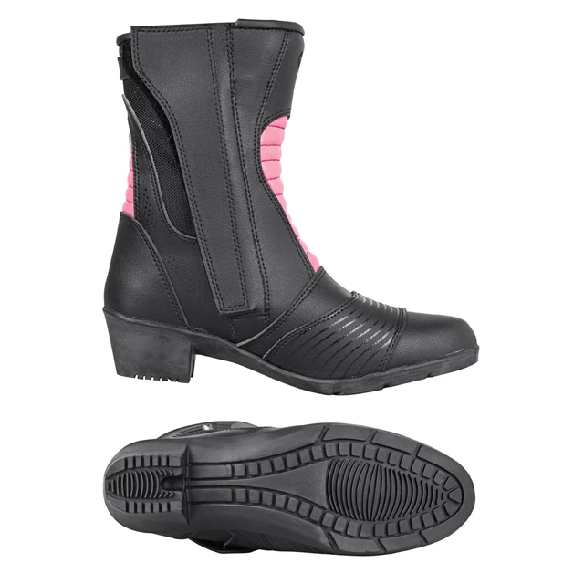 Damskie skórzane buty motocyklowe W-TEC Beckie - Czarno-różowy