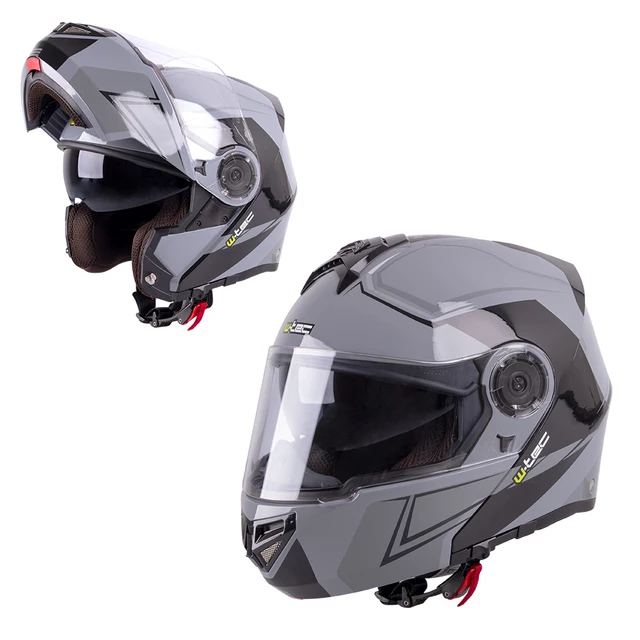 Kask motocyklowy szczękowy W-TEC Vexamo z blendą - Czarno-zielony - Czarno-szary