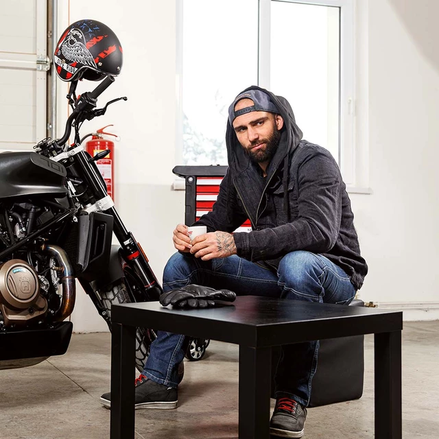 Męskie spodnie jeansy motocyklowe W-TEC Oliver - Niebieski