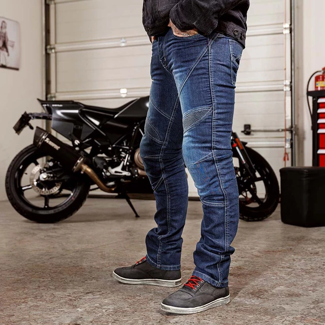 Męskie spodnie jeansy motocyklowe W-TEC Oliver - Niebieski