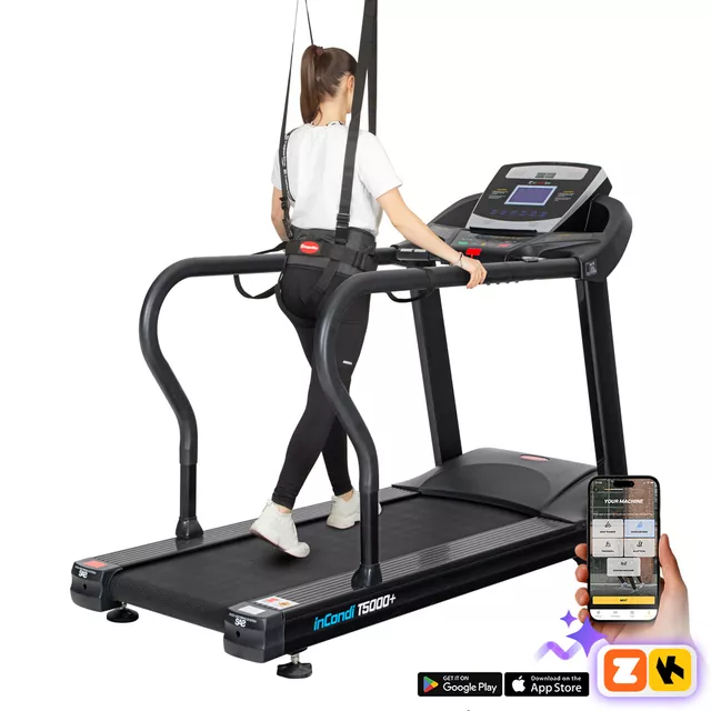 Bieżnia rehabilitacyjna z poręczami inSPORTline inCondi T5000+ ∙ prędkość 0,5-8 km/h ∙ nośność 180 kg ∙ 18 programów ∙ Bluetooth