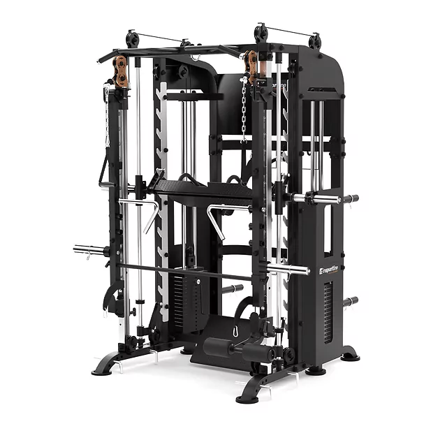 Profesjonalna brama / suwnica Smitha inSPORTline CC700 ∙ 2×100 kg stos ∙ wyciągi, poręcze, akcesoria ∙ solidna konstrukcja - Czarny