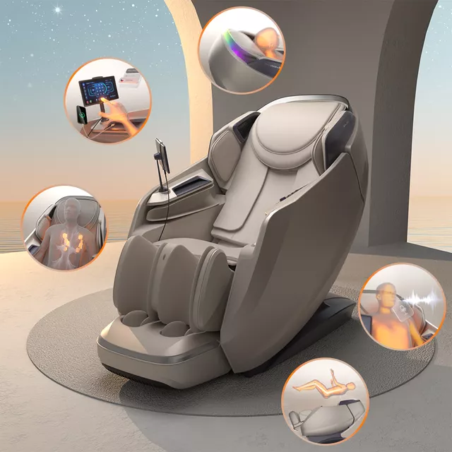 Fotel masujący inSPORTline Balsadena ∙ masaż 4D, powietrzny ∙ ogrzewanie ∙ Bluetooth ∙ Zero Gravity ∙ Zero Space - Beżowy