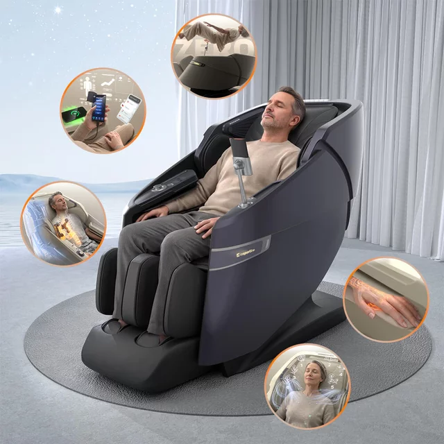 Fotel masujący 4D inSPORTline Salvenza ∙ do masażu ∙ 18 programów ∙ Zero Gravity ∙ 34 poduszki powietrzne ∙ nośność 120 kg - Czarny