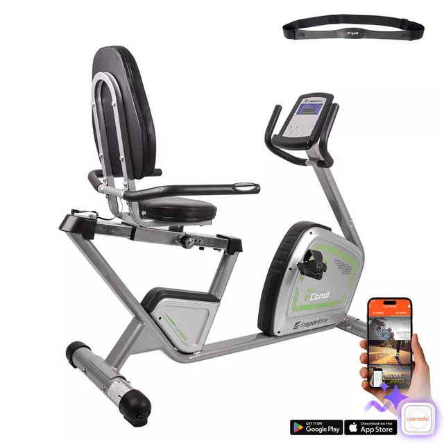 Rower treningowy poziomy rehabilitacyjny inSPORTline inCondi R60i ∙ pas piersiowy ∙ 32 stopnie obciążenia ∙ cicha praca ∙ Bluetooth