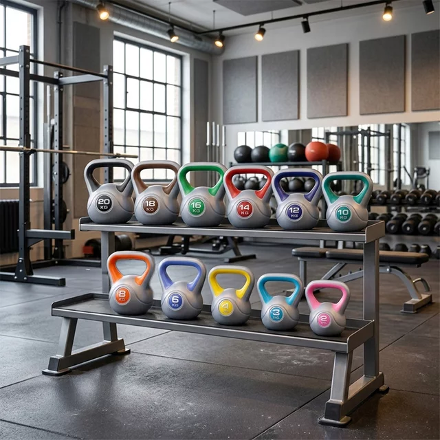 Hantle kettlebell inSPORTline Vin-Bell 1-20kg ∙ powłoka winylowa ∙ 4 gumowe podkładki ∙ stabilny chwyt