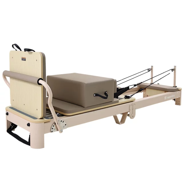Reformer do pilatesu inSPORTline Comfolder EVO ∙ składany ∙ nośność 150 kg ∙ rama aluminiowa ∙ box w zestawie - Beżowy