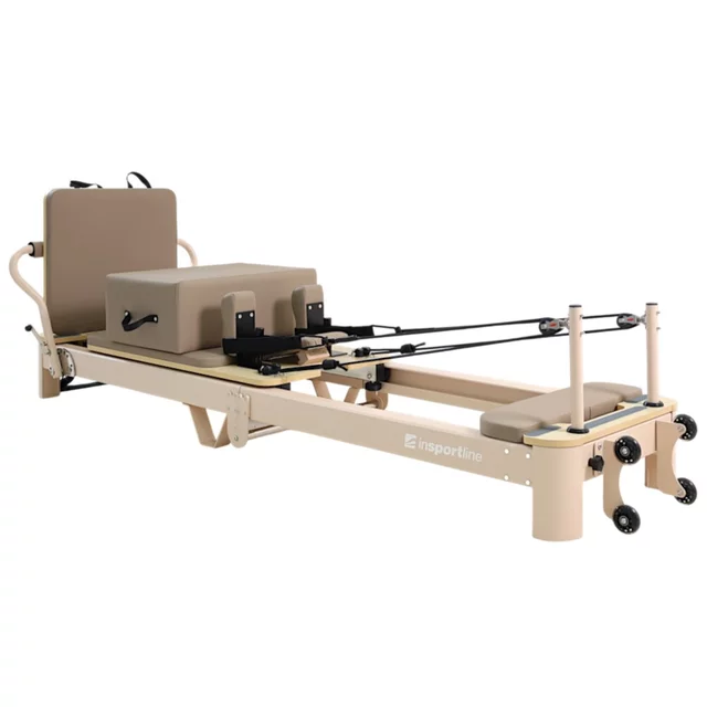 Reformer do pilatesu inSPORTline Comfolder EVO ∙ składany ∙ nośność 150 kg ∙ rama aluminiowa ∙ box w zestawie - Beżowy