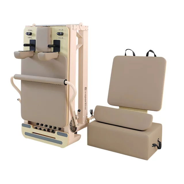 Reformer do pilatesu inSPORTline Comfolder EVO ∙ składany ∙ nośność 150 kg ∙ rama aluminiowa ∙ box w zestawie - Beżowy