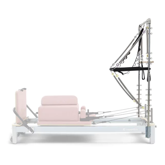 Wieża do reformera pilates inSPORTline Oquiler ∙ nośność 100 kg ∙ 8 sprężyn ∙ uchwyt V ∙ 45 oczek ∙ drążek roll-down