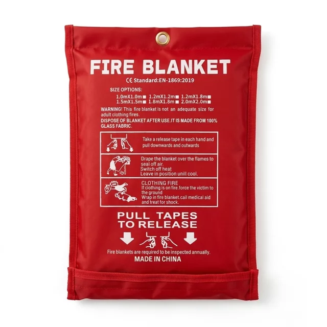 Koc gaśniczy inSPORTline Blanfir SQ 150x150 cm ∙ z włókna szklanego ∙ odporny na 800°C ∙ etui na rzep ∙ atest EN 1869:2019