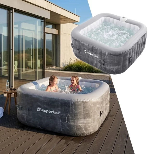 Dmuchane jacuzzi inSPORTline Kamilia 155x155x65 cm ∙ 110 dysz ∙ masaż bąbelkowy ∙ podgrzewanie ∙ filtracja ∙ system samopompujący