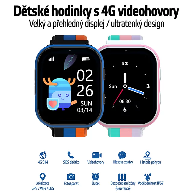 Smartwatch dziecięcy inSPORTline Cubbio ∙ wymienne ramki ∙ śledzenie GPS ∙ przycisk SOS ∙ połączenia głosowe ∙ IP 67 ∙ karta SIM