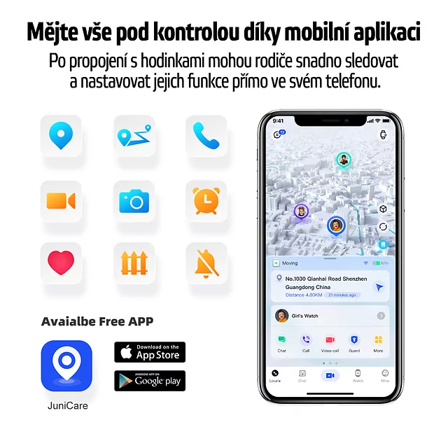 Smartwatch dziecięcy inSPORTline Cubbio ∙ wymienne ramki ∙ śledzenie GPS ∙ przycisk SOS ∙ połączenia głosowe ∙ IP 67 ∙ karta SIM
