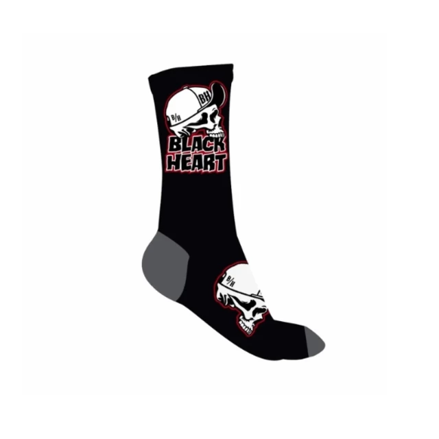 Skarpetki bawełniane wygodne BLACK HEART Cap Skull Socks - Szaro-czarny - Szaro-czarny