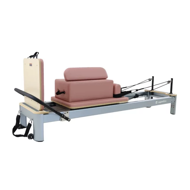 Reformer do pilatesu inSPORTline Oquiler ∙ system sprężynowy ∙ nośność 150 kg ∙ rama aluminiowa ∙ box w zestawie