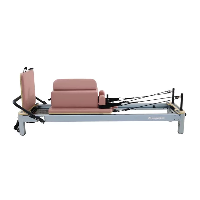 Reformer do pilatesu inSPORTline Oquiler ∙ system sprężynowy ∙ nośność 150 kg ∙ rama aluminiowa ∙ box w zestawie