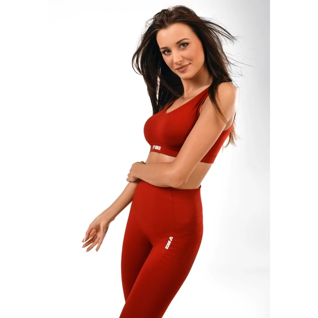 Damskie leginsy Boco Wear Red Plain Push Up - Czerwony