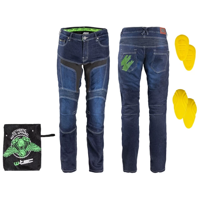 Męskie spodnie jeansy motocyklowe W-TEC Alfred CE - Szary - Niebieski