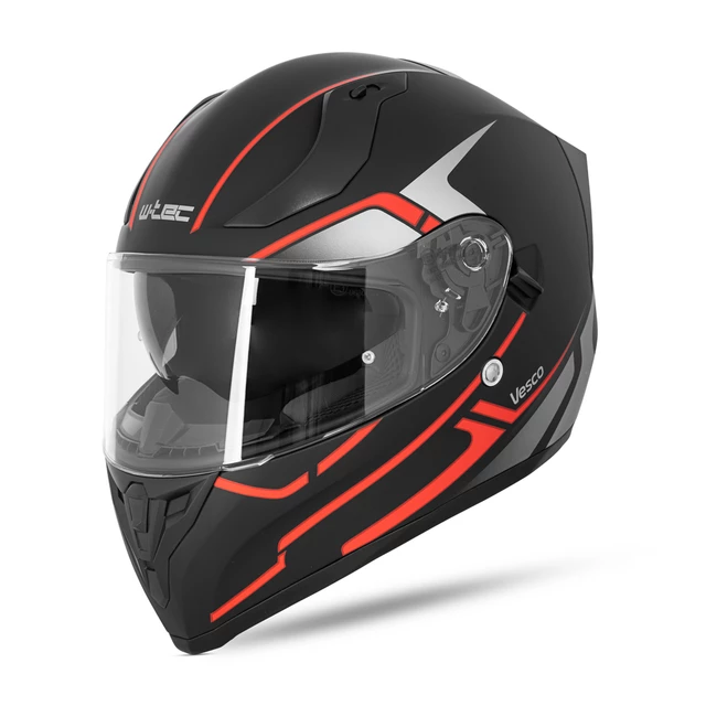 Kask integralny motocyklowy zamknięty z blendą W-TEC Vesco - Błyszczący czarno-niebieski - Black Matt-Corsa Red