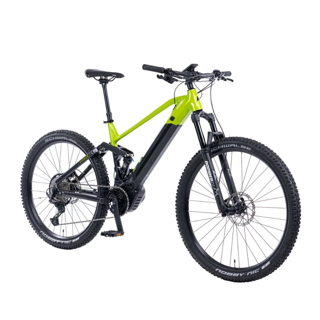 Górski rower elektryczny z pełnym zawieszeniem Levit Svarog BF Overstep 630 29"/27,5" - Lime black pearl - Lime black pearl