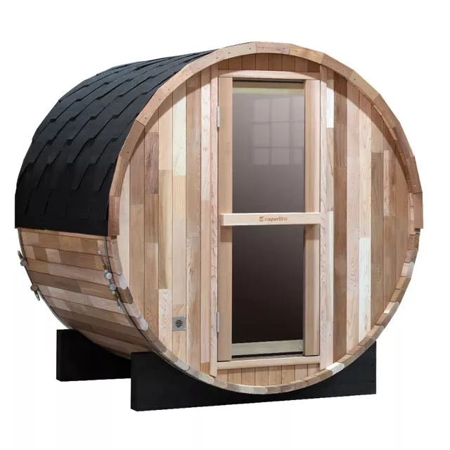 Fińska sauna beczkowa ogrodowa inSPORTline Viduor 300 - drewno cedrowe