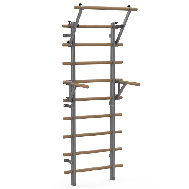Drabinka gimnastyczna inSPORTline Wootaline 199x80 cm ∙ z drążkiem i poręczami ∙ nośność 150 kg ∙ rama stal/drewno
