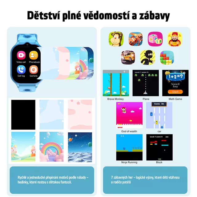 Smartwatch inSPORTline Melino dla dzieci z SIM GPS 4G LTE IP67 i przyciskiem SOS nowoczesne funkcje