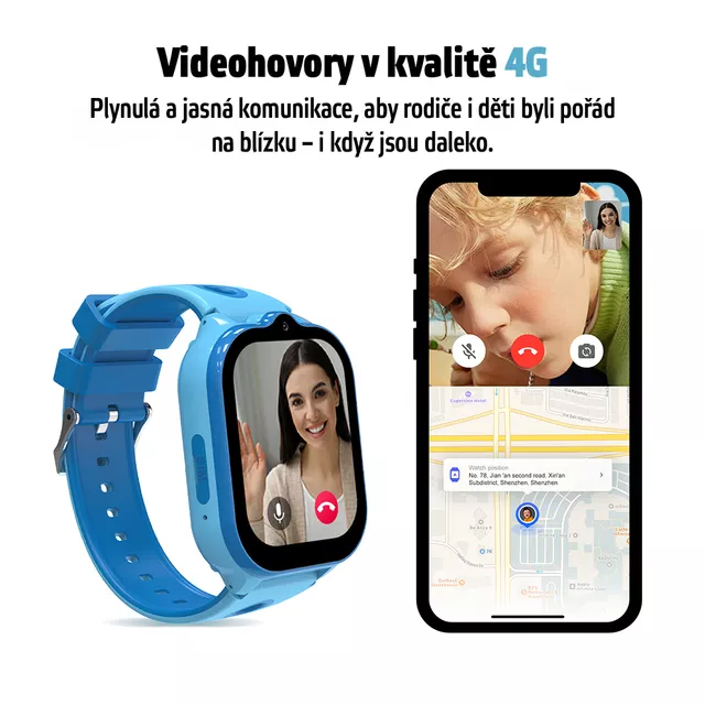 Smartwatch inSPORTline Melino dla dzieci z SIM GPS 4G LTE IP67 i przyciskiem SOS nowoczesne funkcje