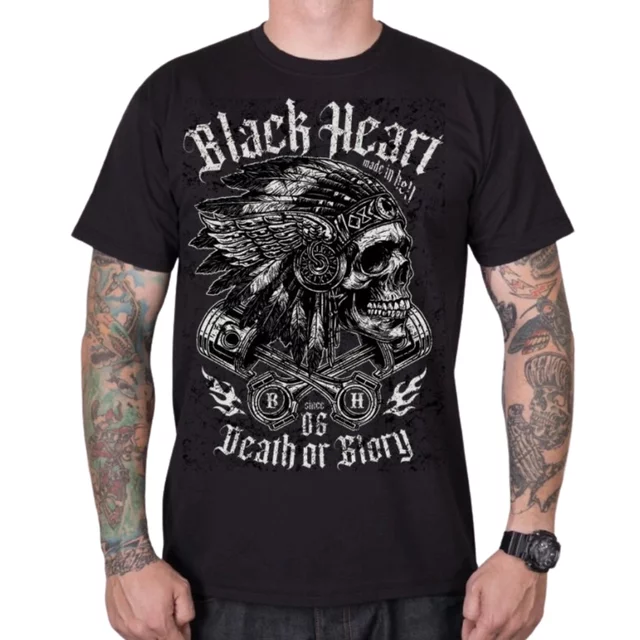 Męska koszulka T-shirt na motocykl Black Heart Huron ∙ 100% bawełna ∙ krótki rękaw ∙ stylowy nadruk ∙ dla miłośników motocykli - Czarny - Czarny