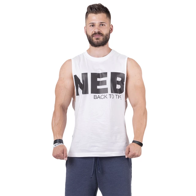 Męska koszulka bez rękawów Nebbia Back to the Hardcore tank top 144 - Biały - Biały