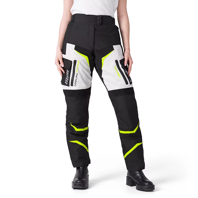 Damskie spodnie motocyklowe W-TEC Warao Lady ∙ ochraniacze ce ∙ membrana klimatyczna ∙ airvent ∙ wypinane ocieplenie - Czarny-fluo