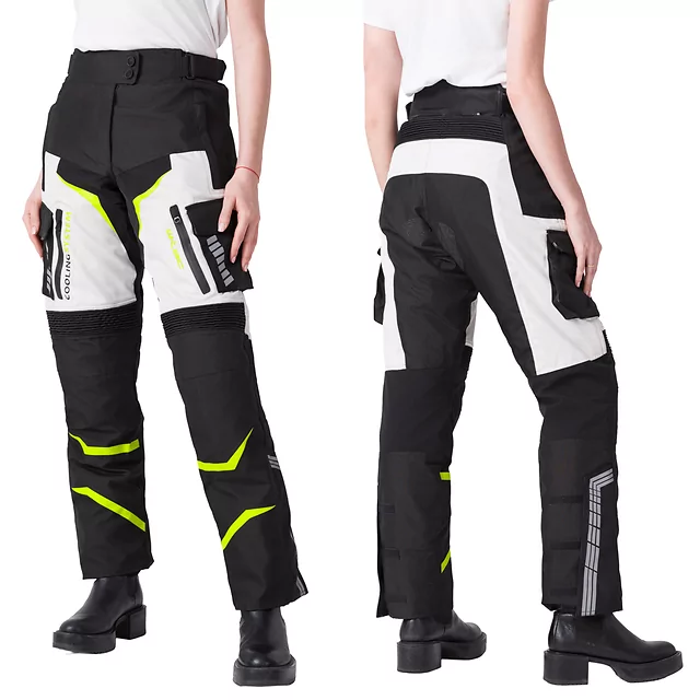 Damskie spodnie motocyklowe W-TEC Warao Lady ∙ ochraniacze ce ∙ membrana klimatyczna ∙ airvent ∙ wypinane ocieplenie - Czarny-fluo