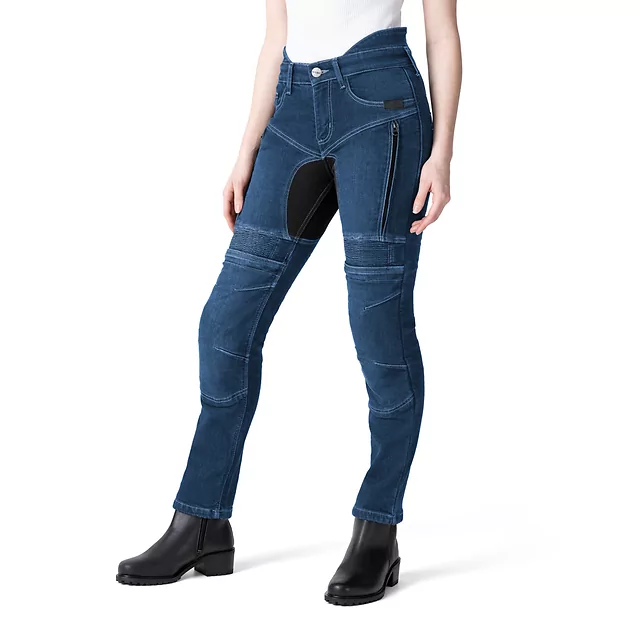 Damskie jeansy motocyklowe W-TEC Biterillo Lady ∙ aramid ∙ ochraniacze ∙ wentylacja ud ∙ wysoki stan ∙ elastyczne panele