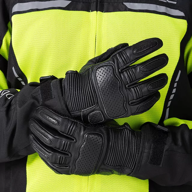 Rękawice motocyklowe W-TEC Gabello ∙ skórzane ∙ piankowe panele ochronne ∙ wentylacja ∙ zapięcie na rzep