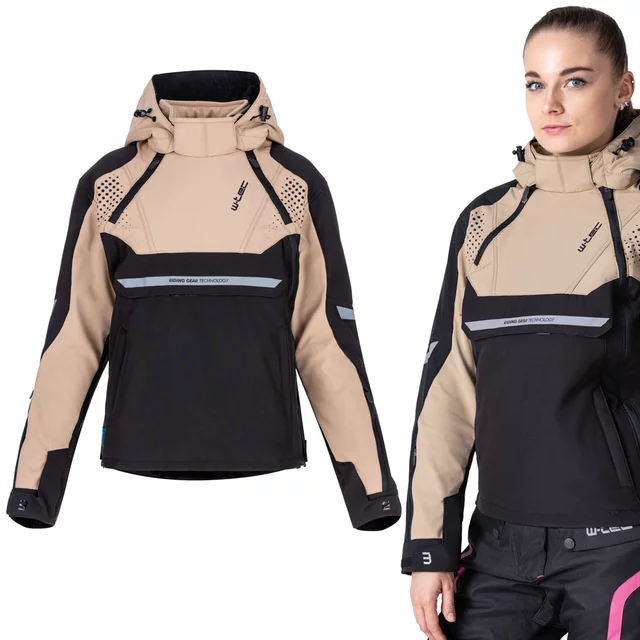 Damska kurtka motocyklowa W-TEC Annorack Lady ∙ wyjmowane ochraniacze CE ∙ system airvent ∙ odpinany kaptur ∙ elementy odblaskowe - Czarno-różowy - czarny piasek