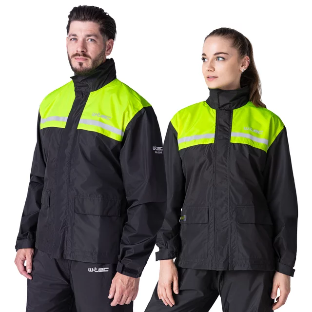 Kurtka motocyklowa przeciwdeszczowa W-TEC Rinstop ∙ wodoodporna ∙ odblaskowa Visionight ∙ ripstop ∙ mesh ∙ lekka kompaktowa - Czarny-fluo