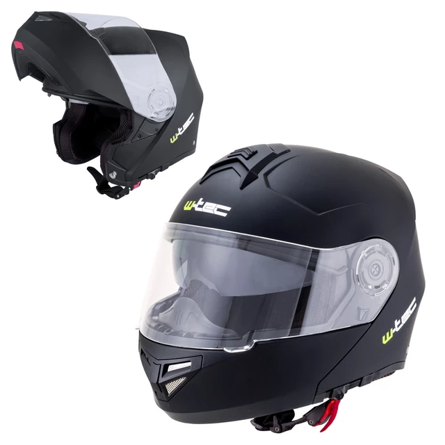 Kask motocyklowy szczękowy W-TEC Vexamo z blendą - Czarno-zielony - Matt.czarny