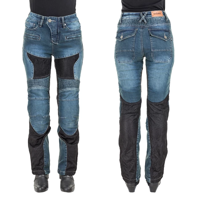 Damskie jeansowe spodnie motocyklowe W-TEC Bolftyna - Niebieski-czarny