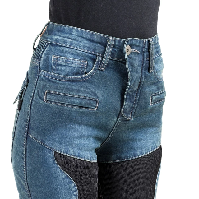 Damskie jeansowe spodnie motocyklowe W-TEC Bolftyna - Niebieski-czarny