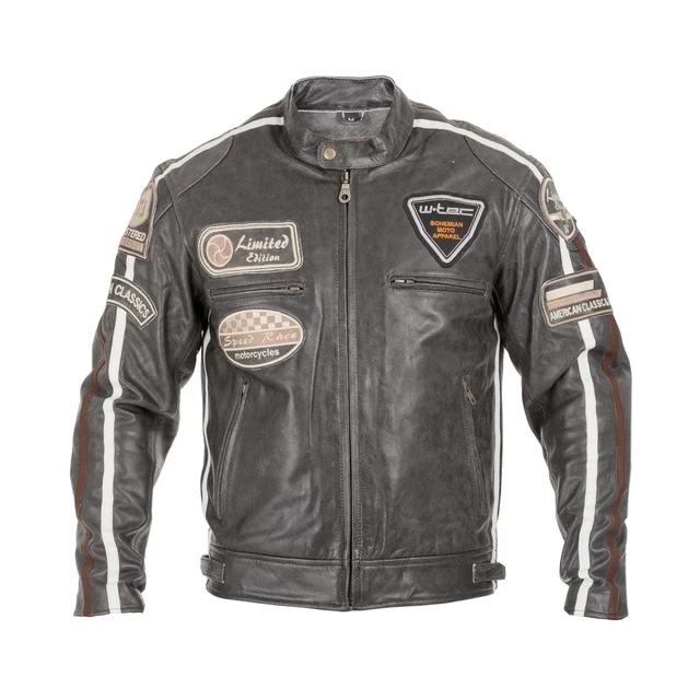 Męska skórzana kurtka motocyklowa W-TEC Buffalo Cracker - Brązowo-szary - Brązowo-szary
