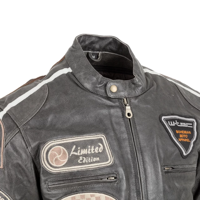Męska skórzana kurtka motocyklowa W-TEC Buffalo Cracker - Brązowo-szary