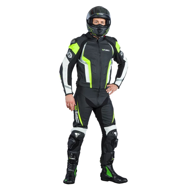 Męska skórzana kurtka motocyklowa W-TEC Velocity - Czarno-czerwony