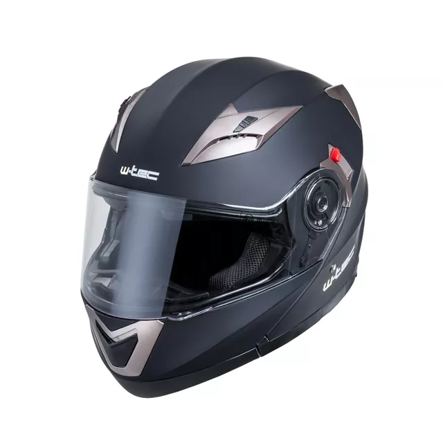 Kask motocyklowy z blendą Flip-Up W-TEC Pezzon - biało-brązowy