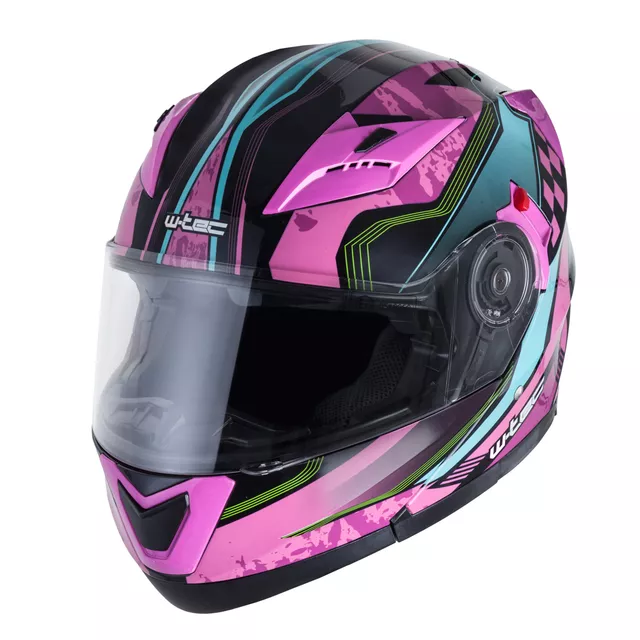Kask motocyklowy z blendą Flip-Up W-TEC Pezzon Magenta - Różowo-czarny
